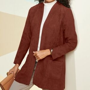Drapers and Damon's  strech  microsude  topper Brown Blazer size XL NWOT.
